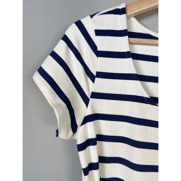 Hope & Henry Short Sleeve Tie Front Striped Dress White &‎ Navy Size S Nautical - Picture 7 of 14